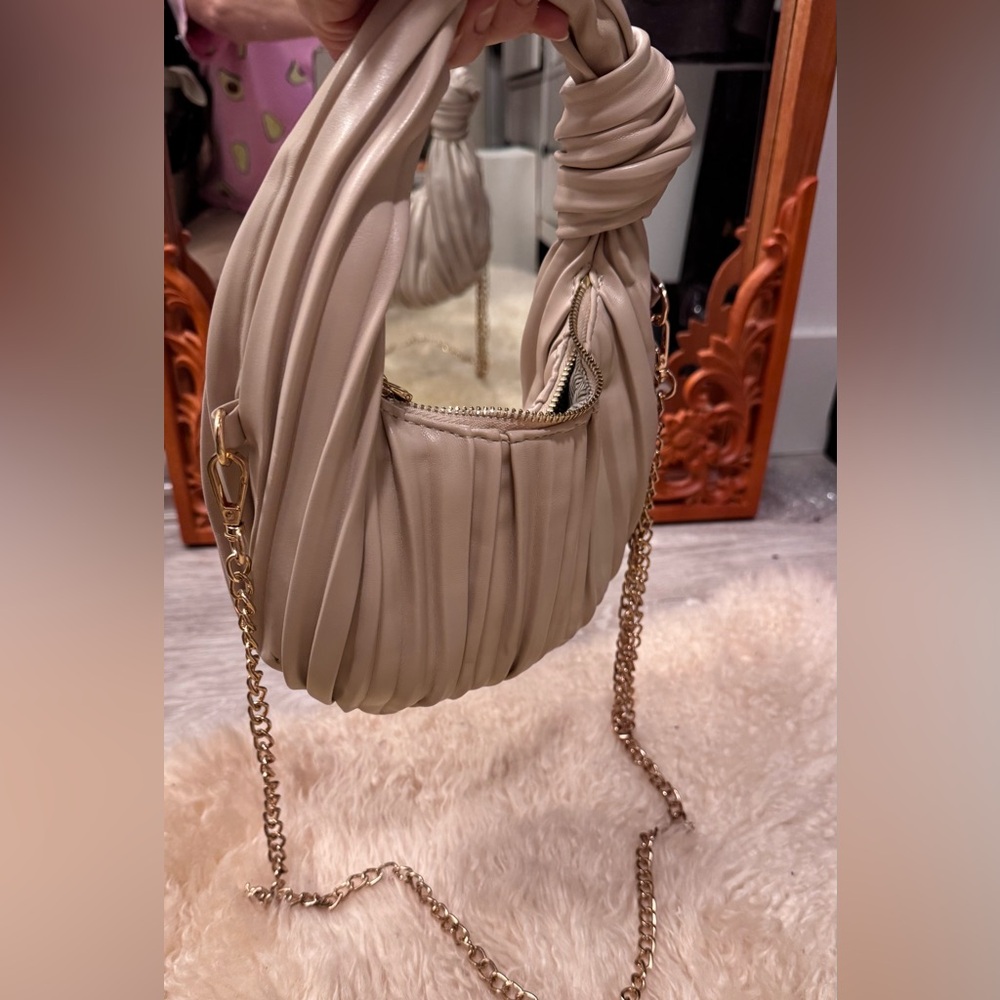Chic eco leather blush baguette